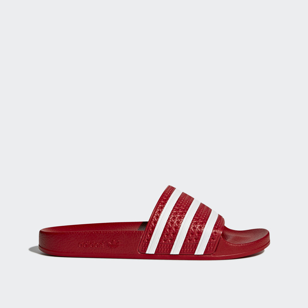 Adidas Adilette Slides - παντοφλες ανδρικα - Βαθυ Κοκκινα/Ασπρα,Μέγεθος: EU 36 – 54 2/3 (718GBEKC)